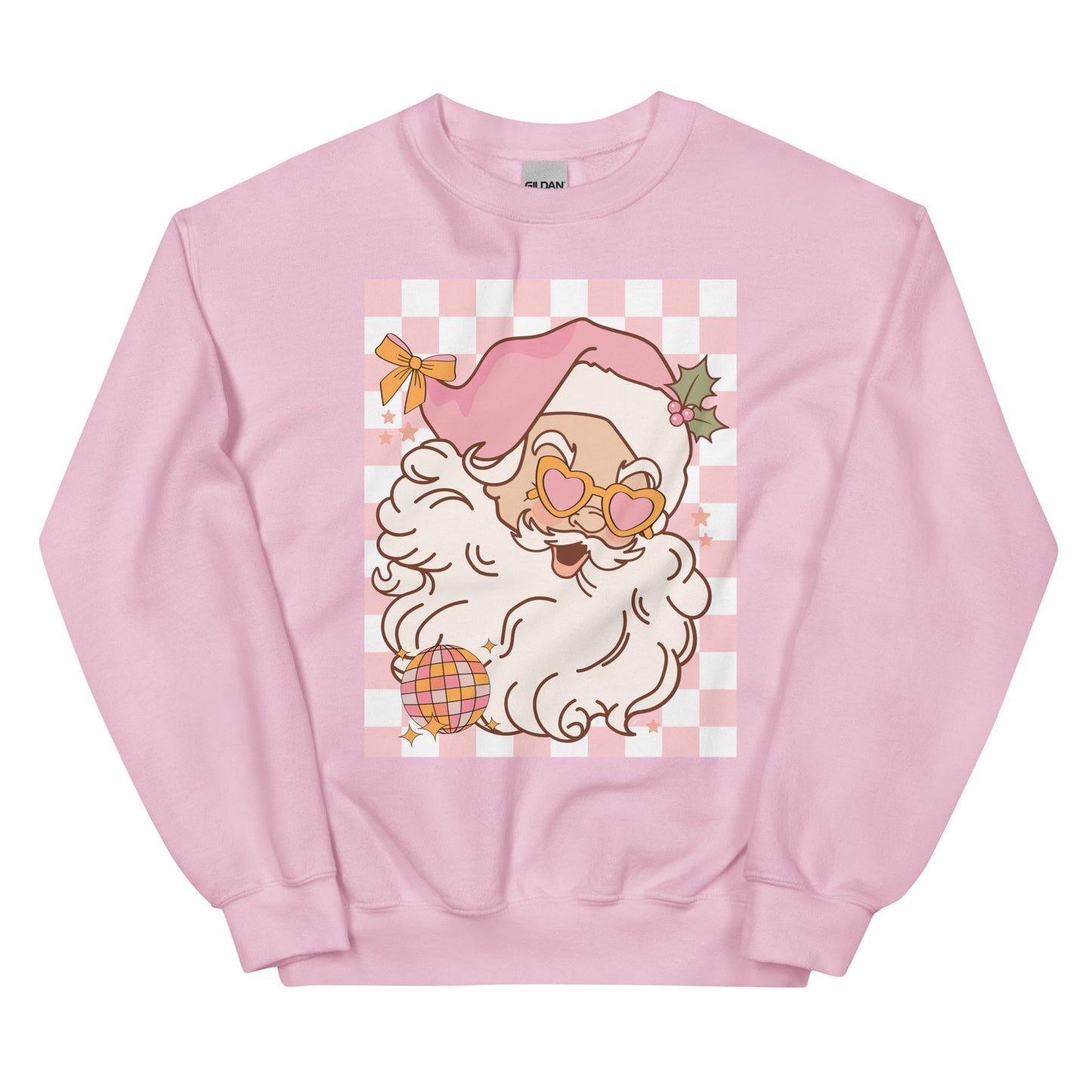 checkered bow santa